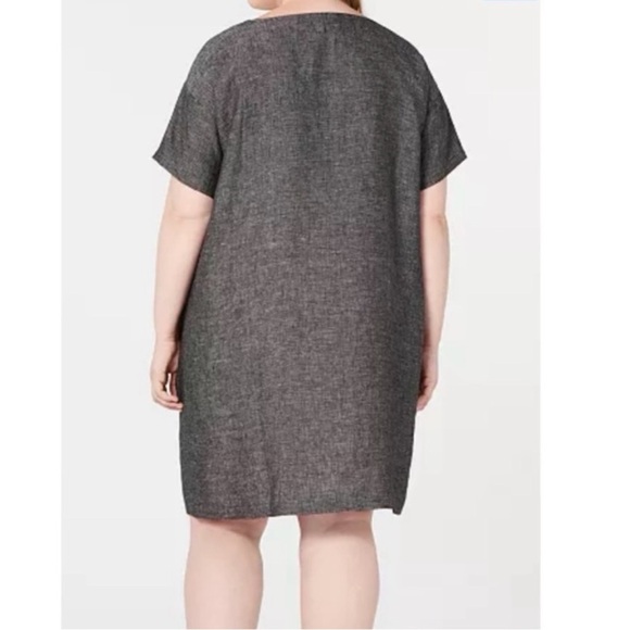 Eileen Fisher Tunic Gray Organic Linen Shift Dress Small Short Sleeve Lagenlook - Picture 4 of 12